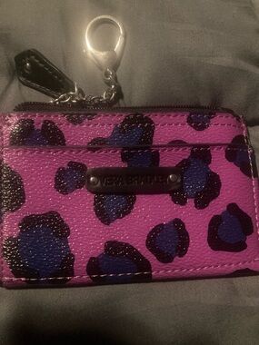 Vera Bradley Purple and Black Leopard Card Case Keychain